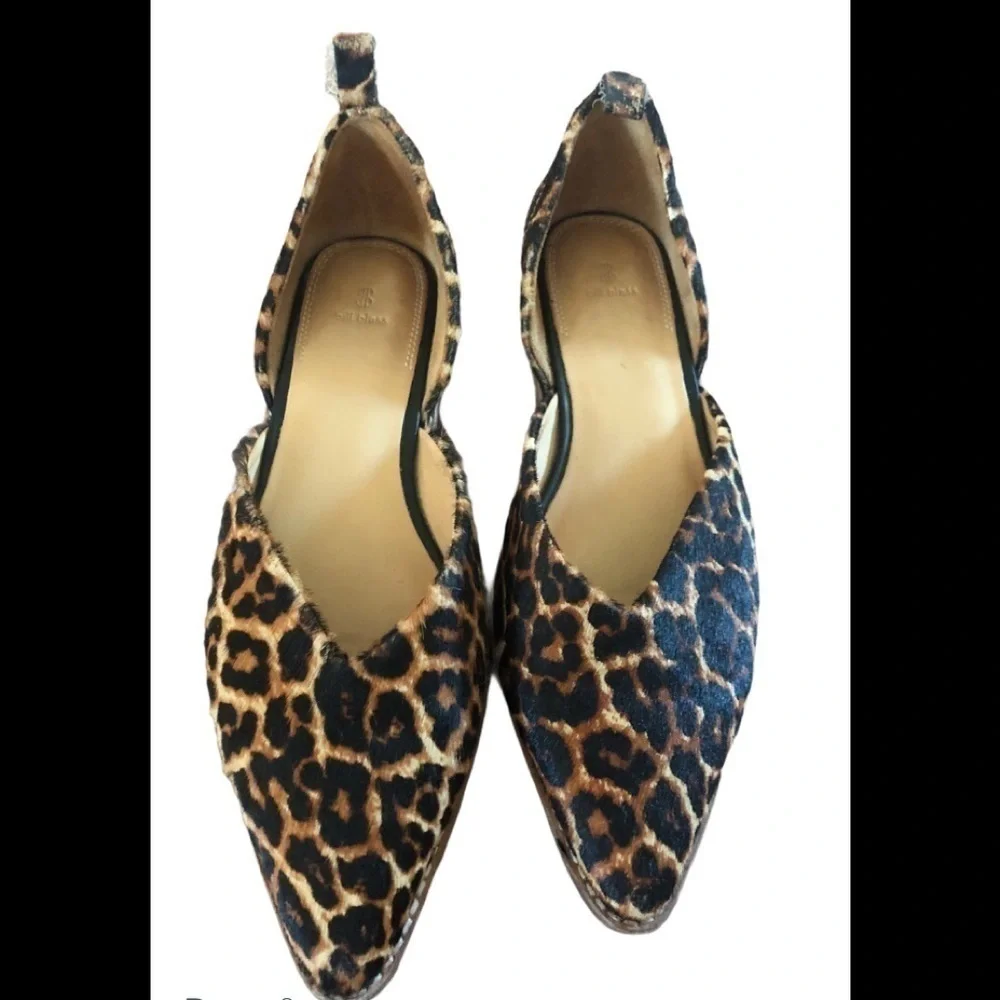 Bill Blass Leopard Calf Hair Sybil Flats 7.5 Animal Print Casual Bohemian Chic